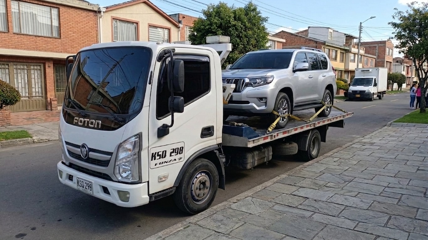 Camioneta Toyota Prado sobre grúa plancha